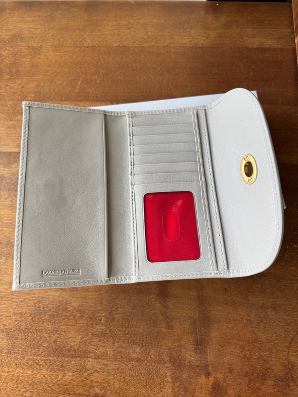 Dooney & Bourke Florentine Leather Continental Turnlock Wallet in Ecru - Picture 8 of 13